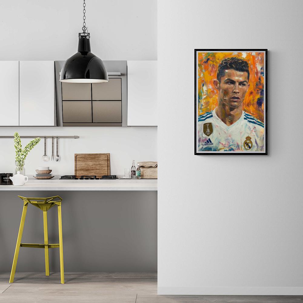 Cristiano Ronaldo Watercolor Art | Schilderijen | Muurdecoratie | Posters | Wanddecoratie | Canvas Kunst