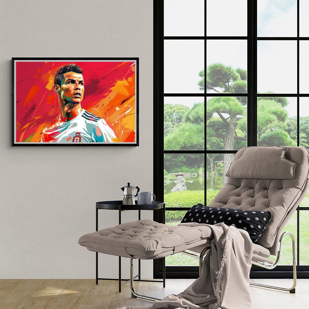 Cristiano Ronaldo Poster | Pop Art Muurdecoratie | Kleurrijke Wanddecoratie | Voetbalicoon Kunst Print | Moderne Decoratie