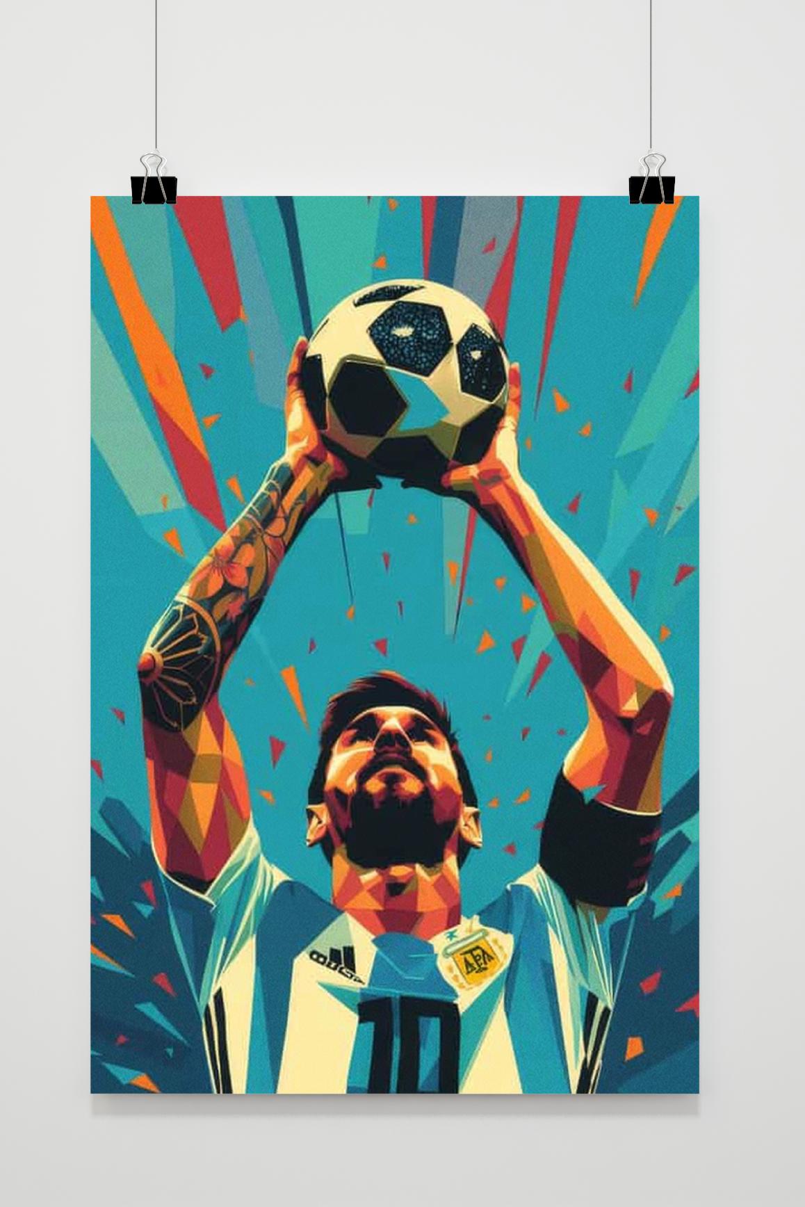 Lionel Messi Wereldkampioen Poster | Sportlegende Wanddecoratie | Muurdecoratie Voetbalster | Posters