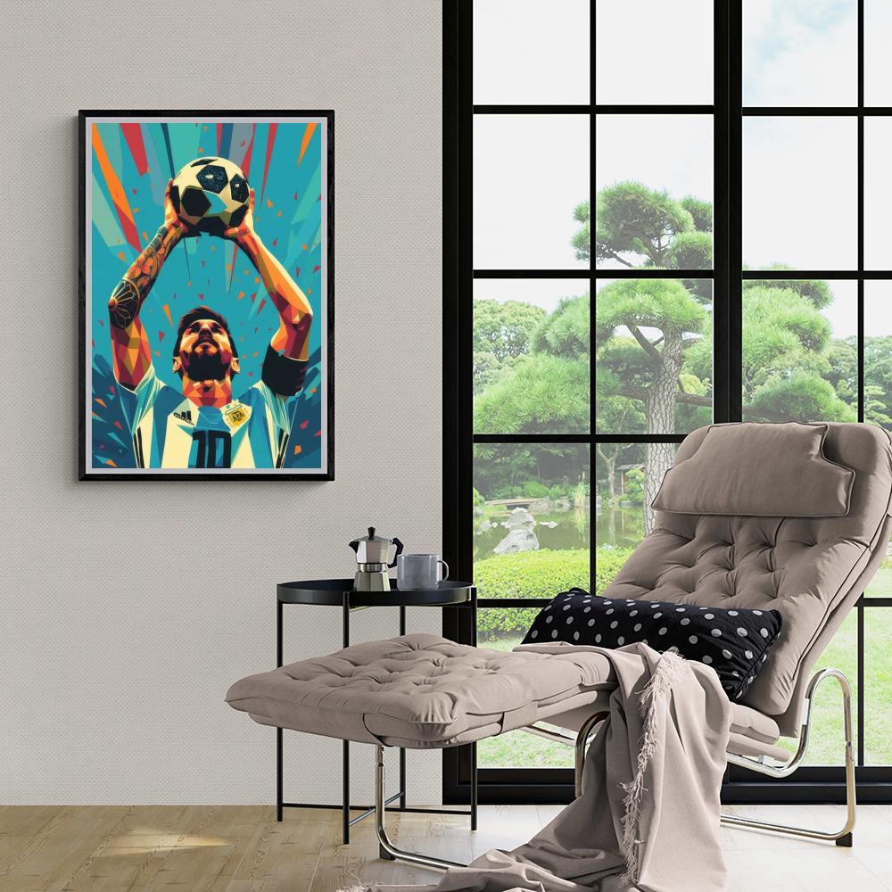 Lionel Messi Wereldkampioen Poster | Sportlegende Wanddecoratie | Muurdecoratie Voetbalster | Posters