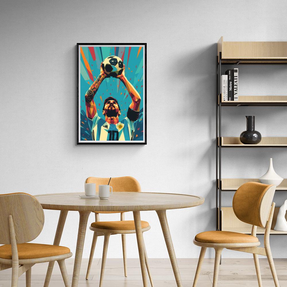 Lionel Messi Wereldkampioen Poster | Sportlegende Wanddecoratie | Muurdecoratie Voetbalster | Posters