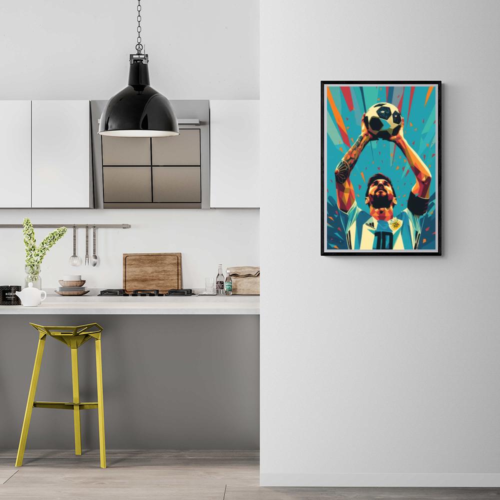 Lionel Messi Wereldkampioen Poster | Sportlegende Wanddecoratie | Muurdecoratie Voetbalster | Posters