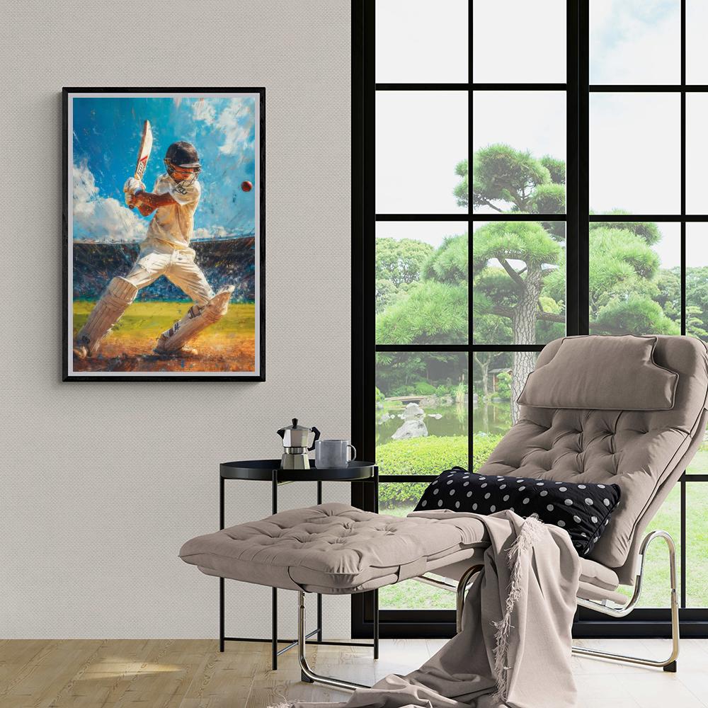 Cricket Watercolor Art | Vintage stijl muurdecoratie | Sport thema prent | Artistieke posters woonkamer | Unieke cadeau muurdecoratie