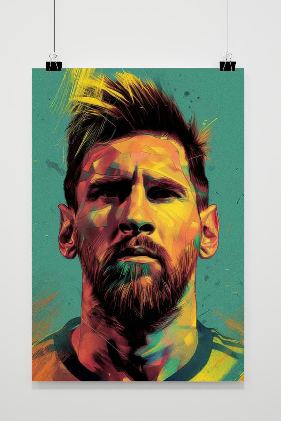 Lionel Messi | Wanddecoratie Poster | Soccer Legend Art | Geel Ontwerp Muurdecoratie | Huis & Tuin Decor