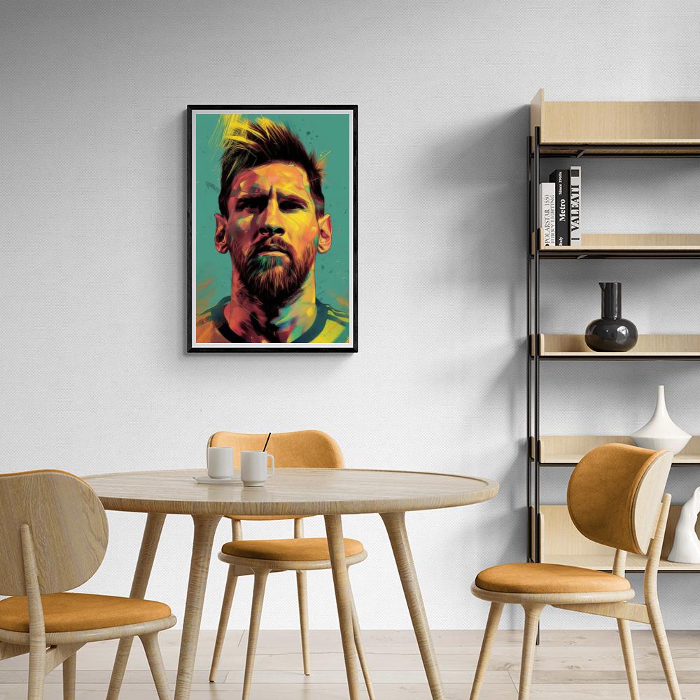 Lionel Messi | Wanddecoratie Poster | Soccer Legend Art | Geel Ontwerp Muurdecoratie | Huis & Tuin Decor