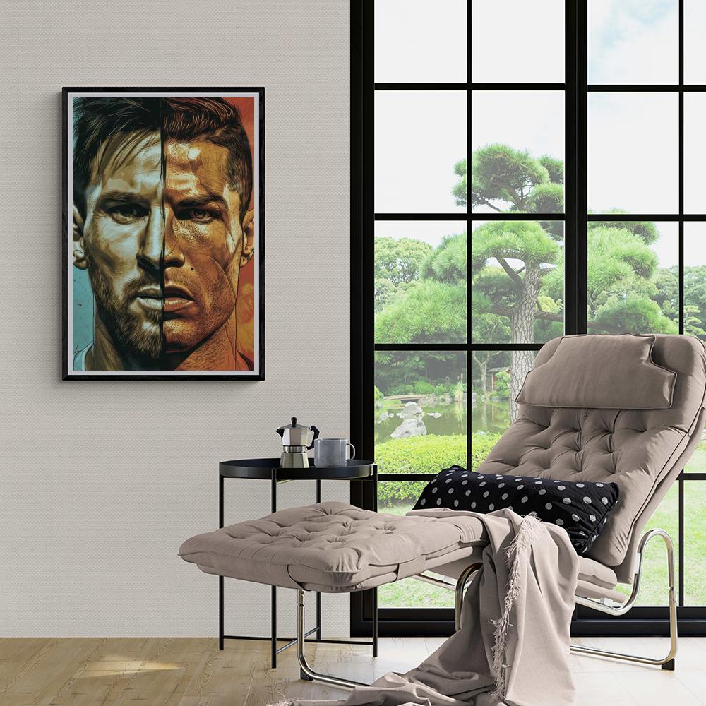 Lionel Messi & Cristiano Ronaldo | Muurdecoratie | Wanddecoratie | Posters | Schilderijen | Canvas Kunst