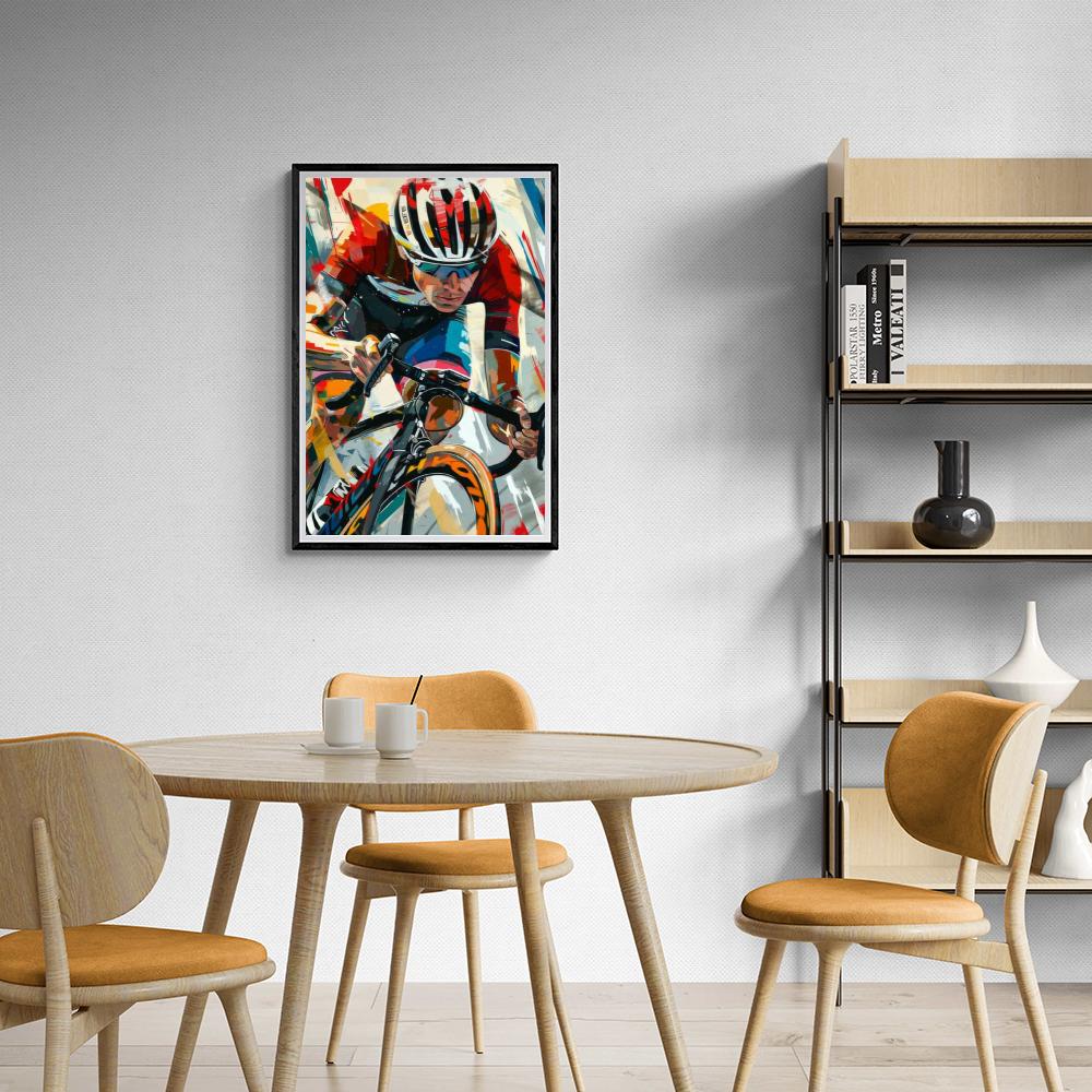 Cyclist Art Poster | Muurdecoratie Wielrennen Fiets | Wanddecoratie Modern Kunstwerk | Poster Huis & Tuin