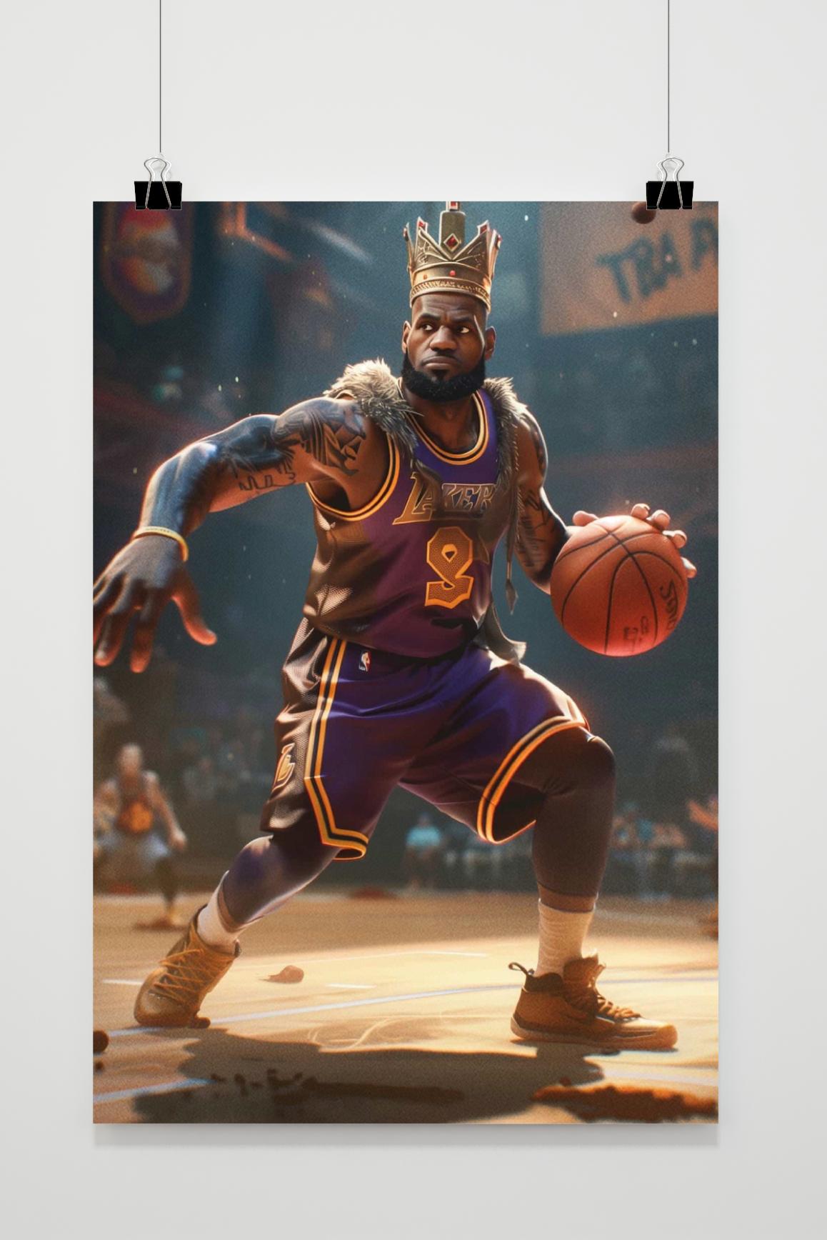 LeBron James | Basketball Legend Muurdecoratie | King of the Court Wanddecoratie | Sports Icon Print | Hoge Kwaliteit Posters | Perfect voor Interieurdecoratie | Kleurrijke Kunst voor Fans