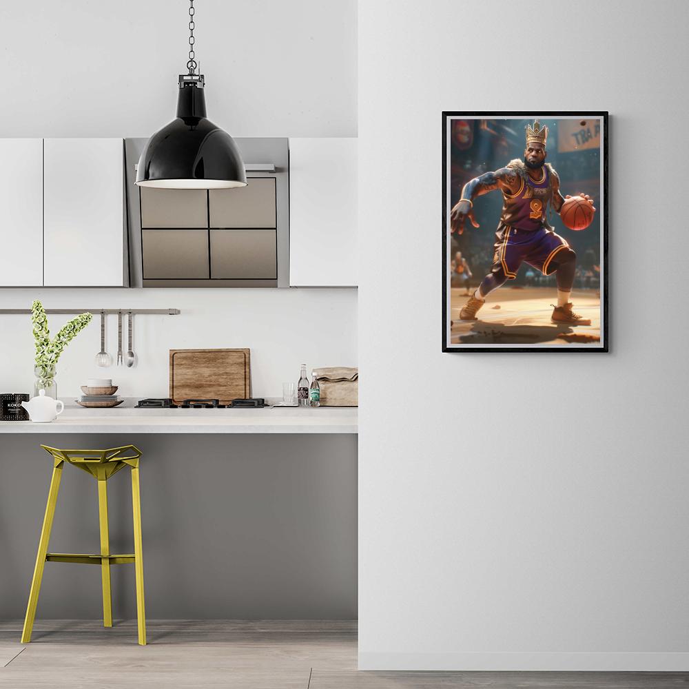 LeBron James | Basketball Legend Muurdecoratie | King of the Court Wanddecoratie | Sports Icon Print | Hoge Kwaliteit Posters | Perfect voor Interieurdecoratie | Kleurrijke Kunst voor Fans