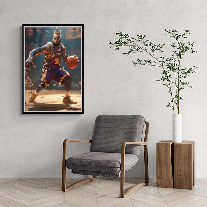 LeBron James | Basketball Legend Muurdecoratie | King of the Court Wanddecoratie | Sports Icon Print | Hoge Kwaliteit Posters | Perfect voor Interieurdecoratie | Kleurrijke Kunst voor Fans