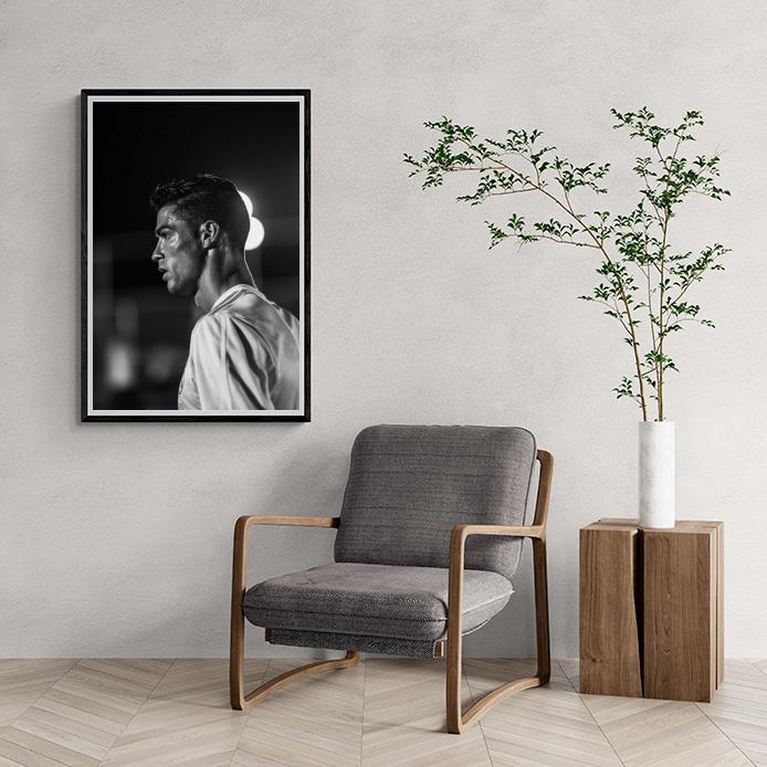 Cristiano Ronaldo | Zwart Wit Poster | Voetbal Legende | Muurdecoratie | Wanddecoratie | Home Decor
