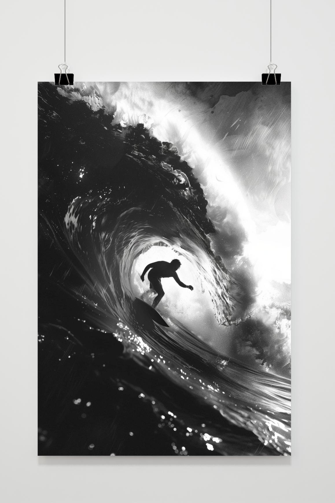 Surfer Posters | Zwart-Wit Fotografie Muurdecoratie | Oceaangolven Wanddecoratie | Strand Vibes Kunstprint