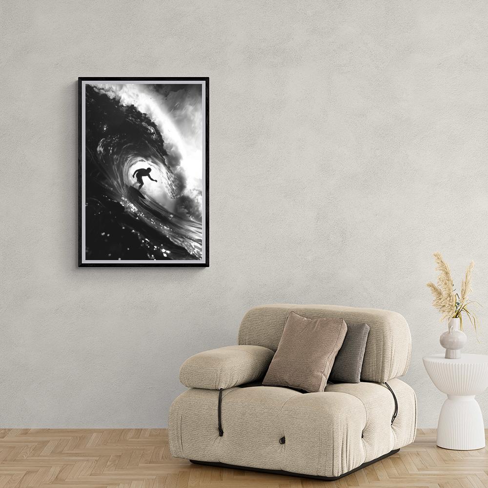 Surfer Posters | Zwart-Wit Fotografie Muurdecoratie | Oceaangolven Wanddecoratie | Strand Vibes Kunstprint
