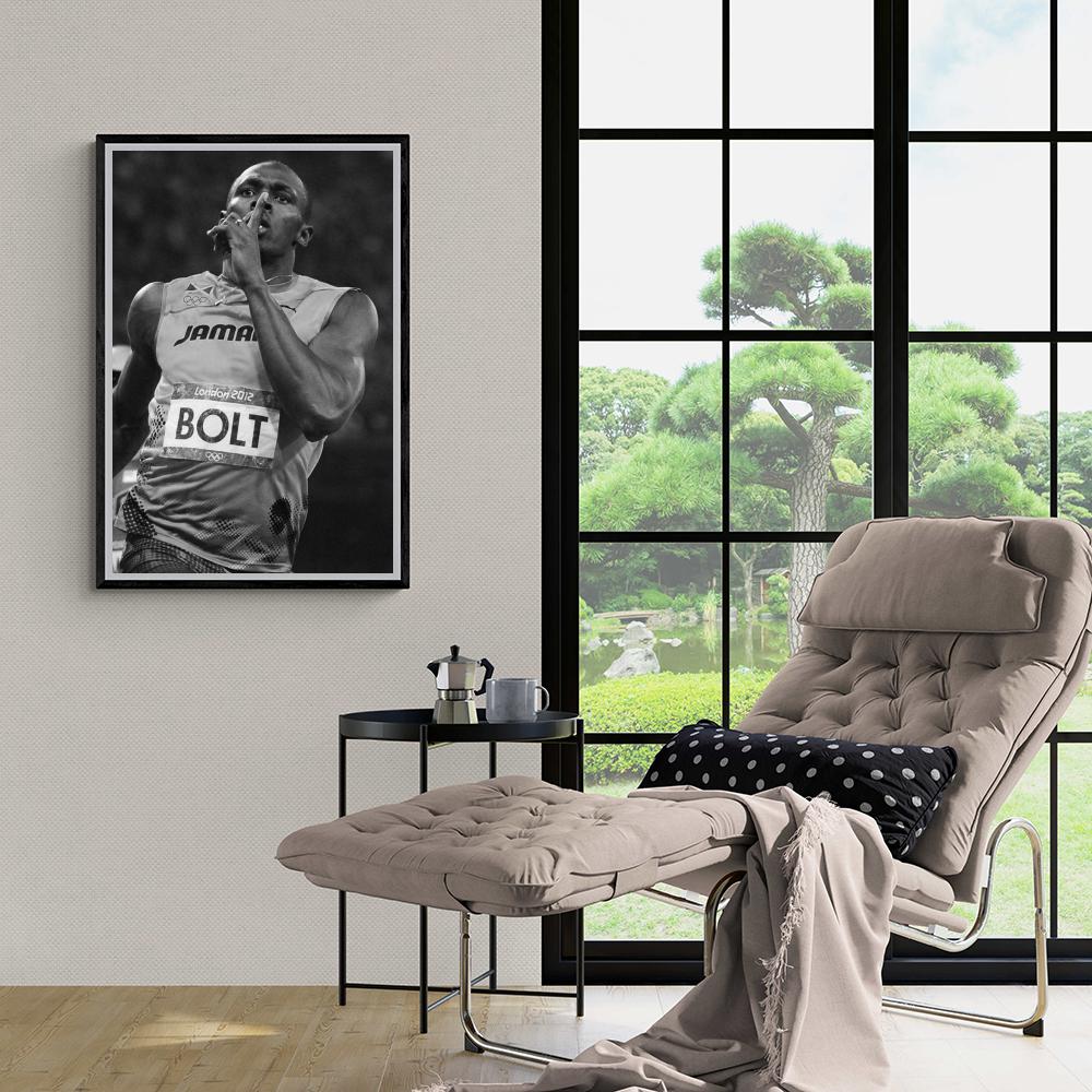 Usain Bolt Poster | Iconische Muurdecoratie | Inspirerende Kunst | Zwart-wit Wanddecoratie voor Thuis of Kantoor