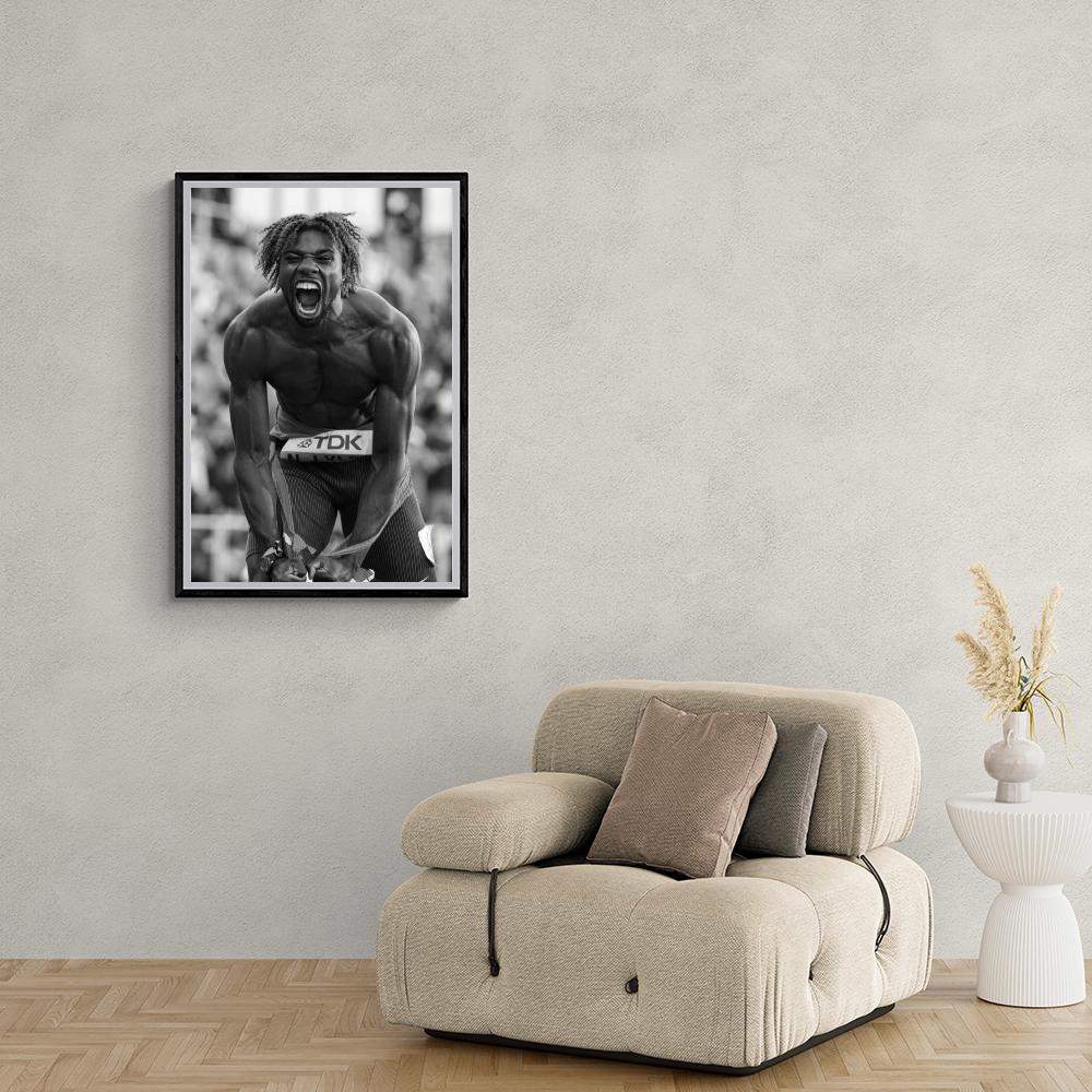 Noah Lyles Poster | Zwart-Wit Muurdecoratie | Sportkampioen Kunst | Moderne Wanddecoratie | Atletiek Posters
