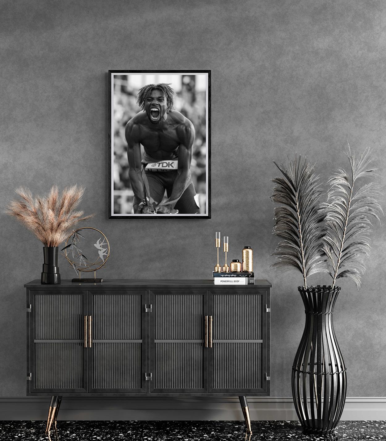 Noah Lyles Poster | Zwart-Wit Muurdecoratie | Sportkampioen Kunst | Moderne Wanddecoratie | Atletiek Posters