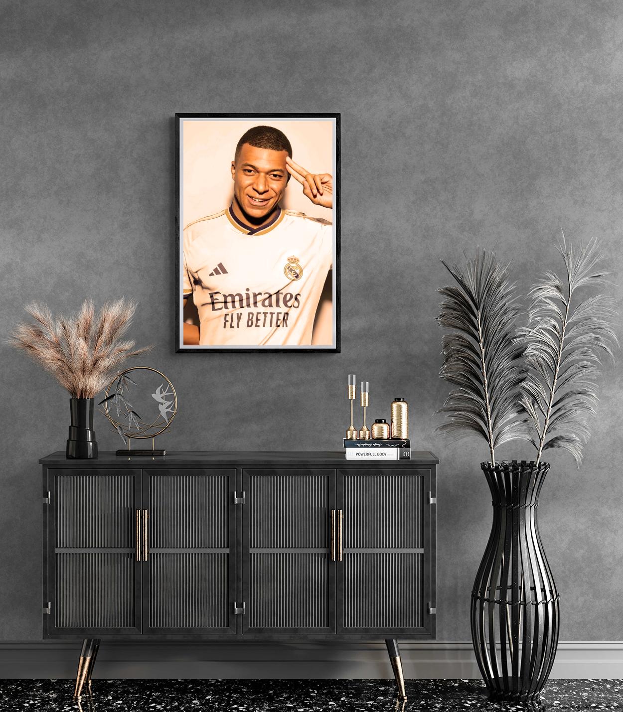 Kylian Mbappe Poster | Muurdecoratie Voetballegende | Real Madrid Soccer Star | Wanddecoratie | Sports Posters