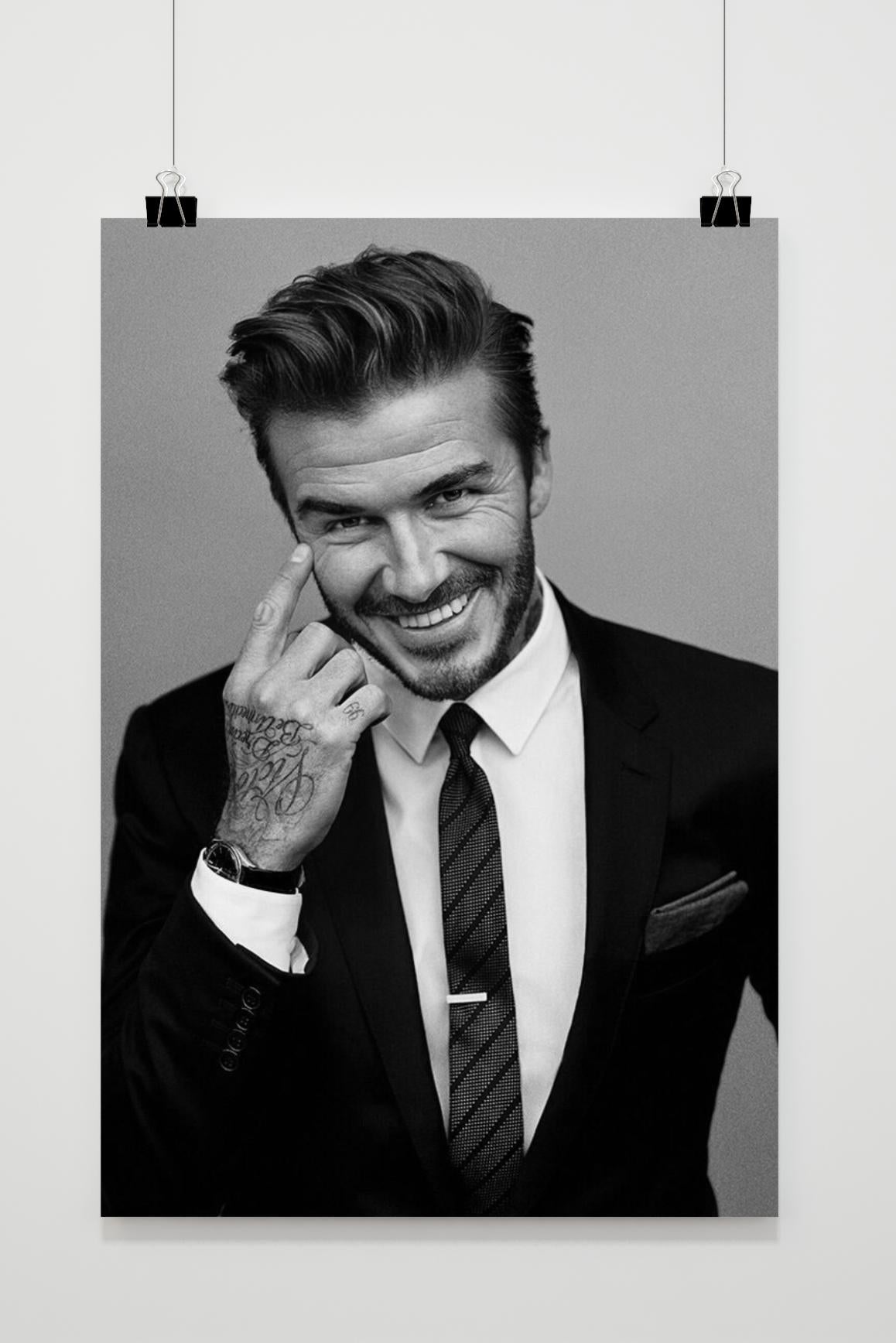 David Beckham | Zwart Wit Fotografie Kunst | Muurdecoratie | Wanddecoratie Poster | Huis en Tuin