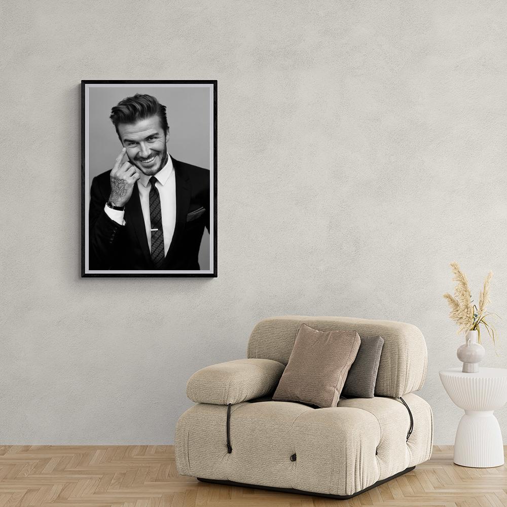 David Beckham | Zwart Wit Fotografie Kunst | Muurdecoratie | Wanddecoratie Poster | Huis en Tuin