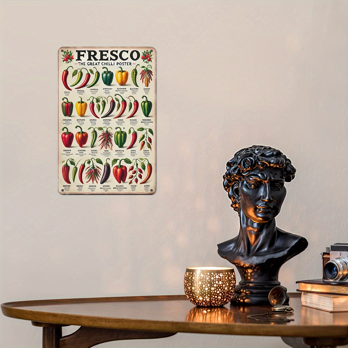 Peppers Poster | Vintage Keuken Kunst | Muurdecoratie Fresco Wanddecoratie