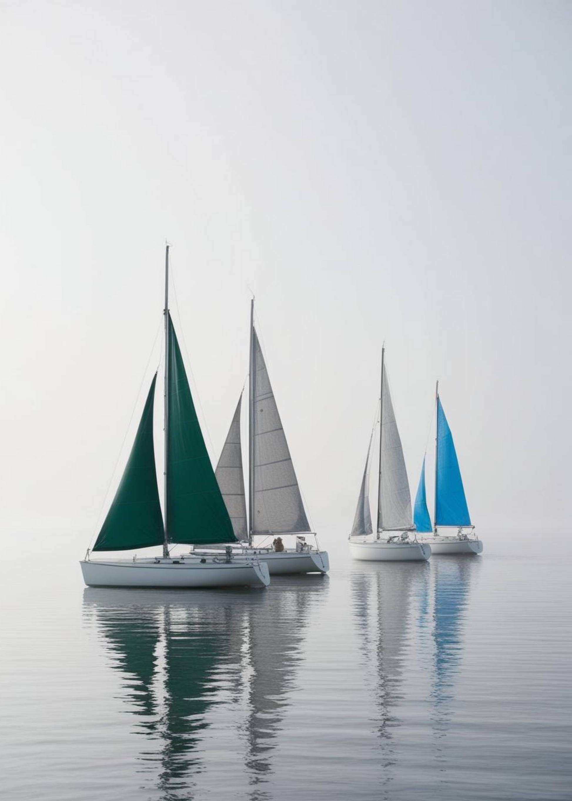Sailing Boats Poster | Drie Kleurrijke Boten op Zee | Muurdecoratie Zeilboten | Nautische Wandkunst | Posters