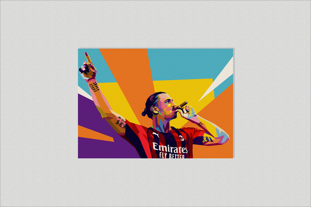 Zlatan Ibrahimovic Pop Art | Poster Muurdecoratie | Voetbalicoon Kunst | Moderne Wanddecoratie | Vibrant Colors