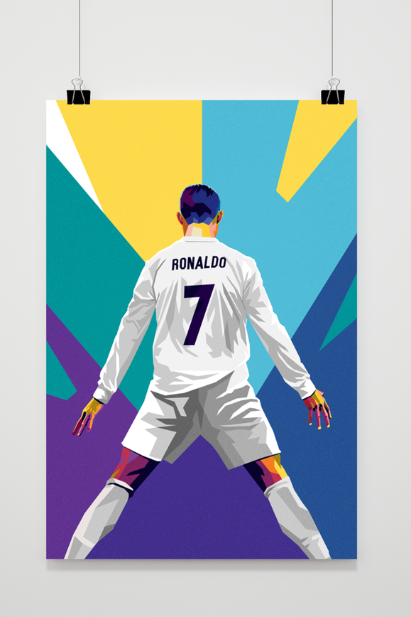 Cristiano Ronaldo Pop Art | Kleurrijke Voetbalicoon Muurdecoratie | Kunst Poster Wanddecoratie