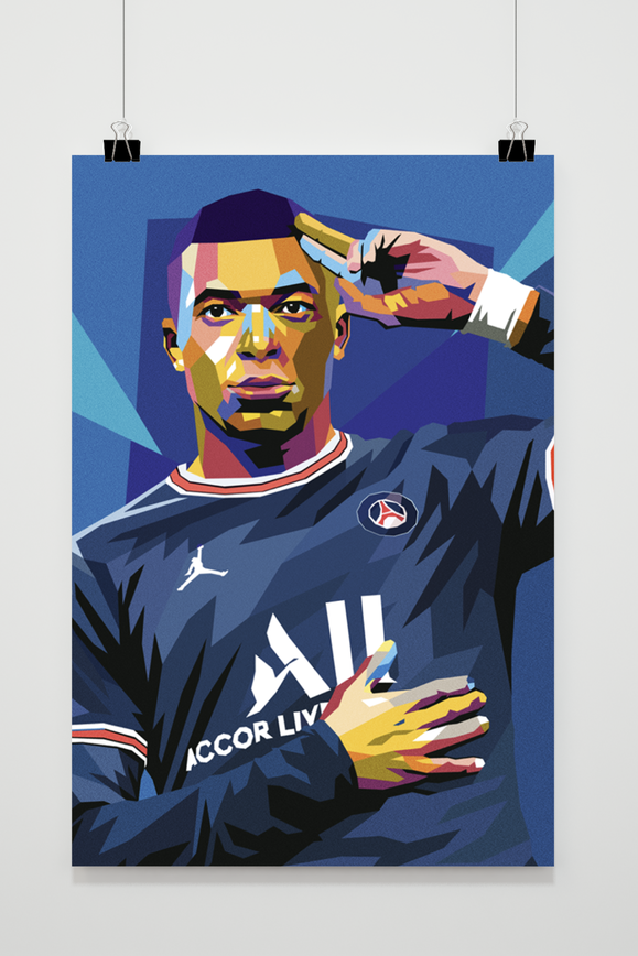 Kylian Mbappe Pop Art | Voetbal Ster Wanddecoratie | Muurdecoratie | Poster | Sport Design | Thuisdecoratie