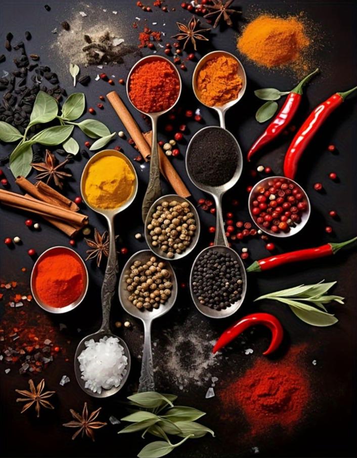 Spoons of Spices | Posters | Vintage Muurdecoratie voor de Keuken | Wanddecoratie met Kruiden Kunst