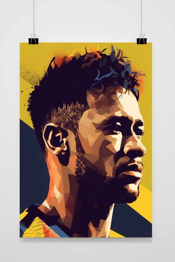 Neymar Pop Art Portret | Moderne Wanddecoratie | Levendige Muurdecoratie | Uniek Poster Kunstwerk