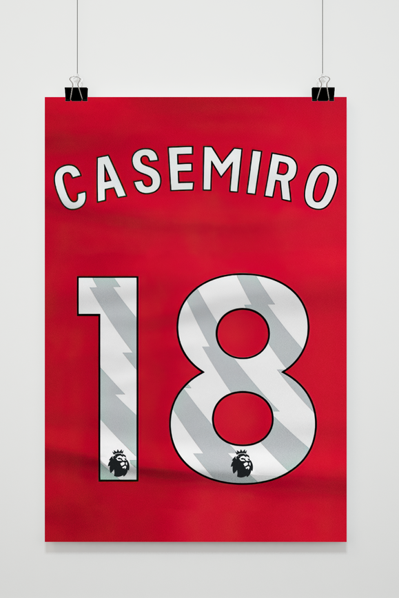 Casemiro Football Jersey Number Poster | Muurdecoratie | Wanddecoratie | Posters | Schilderijen | Canvas Kunst