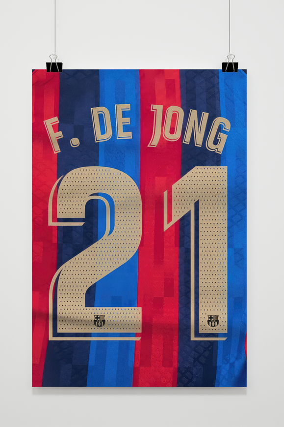 Frenkie de Jong Poster | Muurdecoratie | Wanddecoratie | FC Barcelona | Nummer 21 | Voetbal Kunst