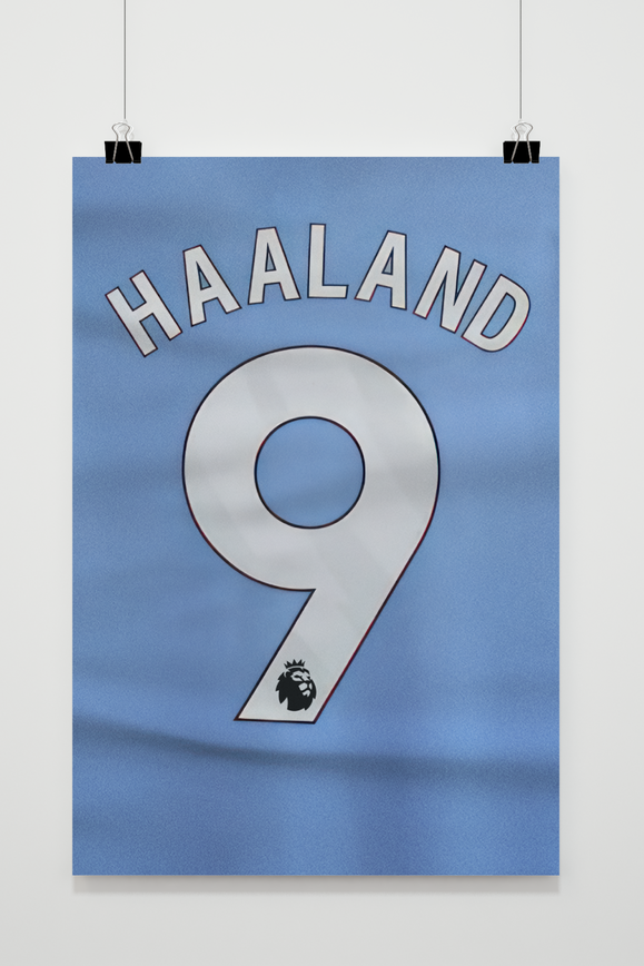 Erling Haaland Poster | Voetbalheld Muurdecoratie | Rugnummer Ontwerp | Sportieve Wanddecoratie