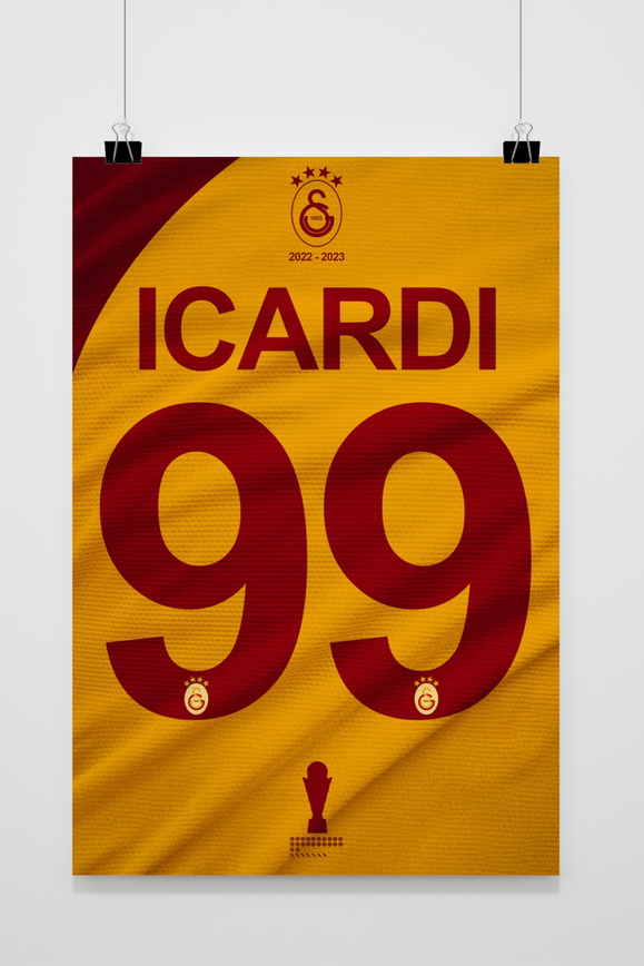 Icardi | Nummer 99 | Muurdecoratie | Voetballer Poster | Wanddecoratie | Canvas Kunst