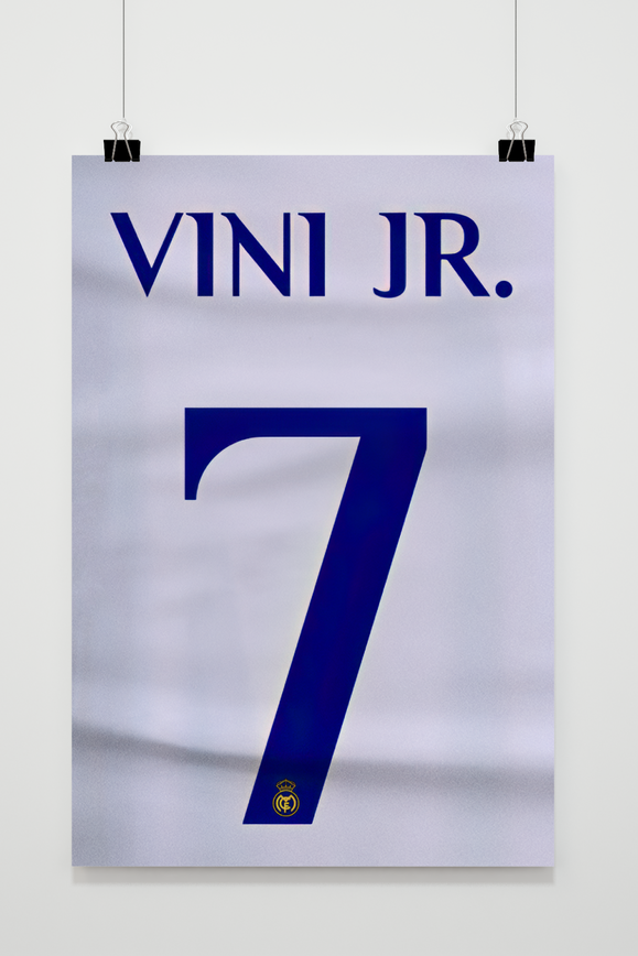 Vinicius Junior Poster | Nummer 7 Wanddecoratie | Sport memorabilias | Hoge kwaliteit muurdeco