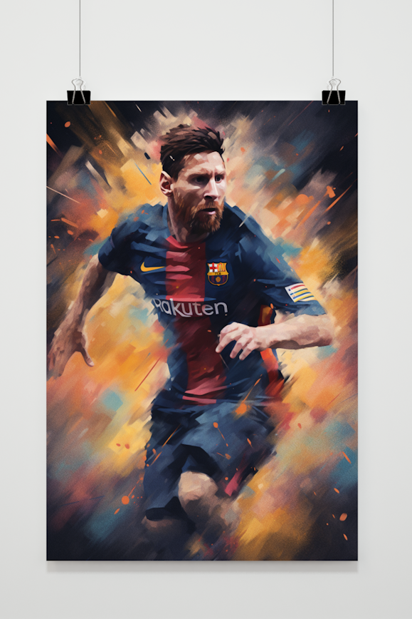 Lionel Messi Poster | Iconische Wanddecoratie | Muurdecoratie FC Barcelona | Voetbal Legende Schilderijen | Hoge Kwaliteit | Perfect voor Sportliefhebbers | Posters voor Huis en Kantoor Decoratie