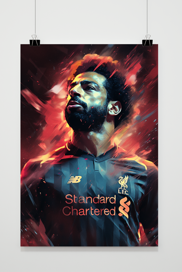 Mo Salah Abstract Poster | Rood Abstracte Muurdecoratie | Voetbal Kunst Afdruk | Wanddecoratie Huis