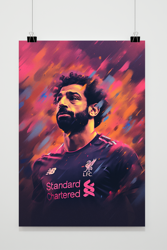 Mo Salah Actie Rood | Muurdecoratie Visual Artwork | Wanddecoratie Kunst Posters | Home & Garden