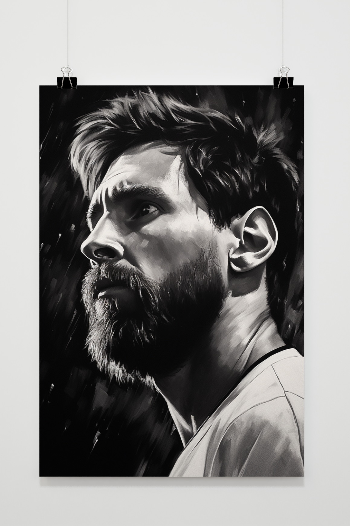 Lionel Messi Poster | Muurdecoratie Voetbalicoon | Zwart-Wit Wanddecoratie | Posters Premium Kwaliteit | Huis Decor