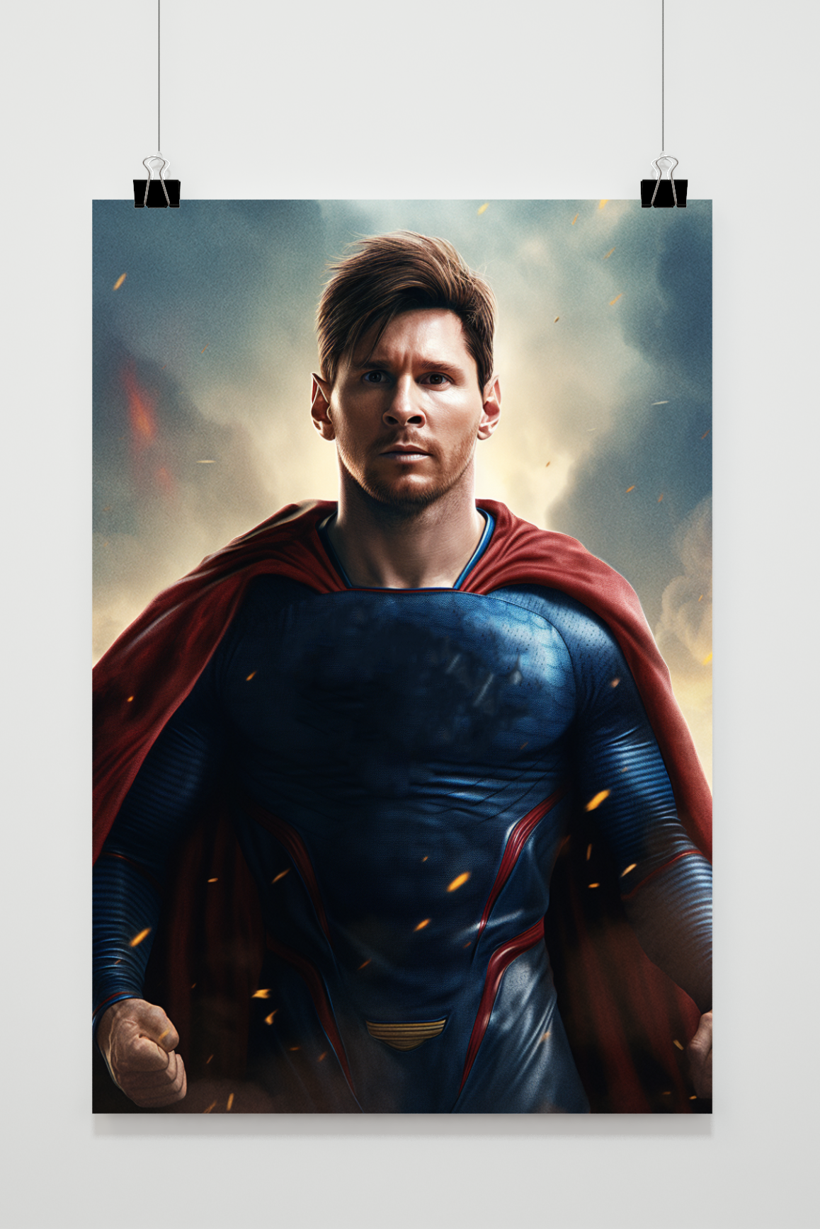 Lionel Messi | Superhero Pose | Muurdecoratie | Wanddecoratie voor Huis en Tuin | Posters | Sport Fan Art