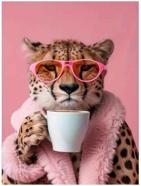 Cheetah Art Print | Royal Punk Animals Posters | Unieke Muurdecoratie voor Thuis | Schilderijen voor Wanddecoratie