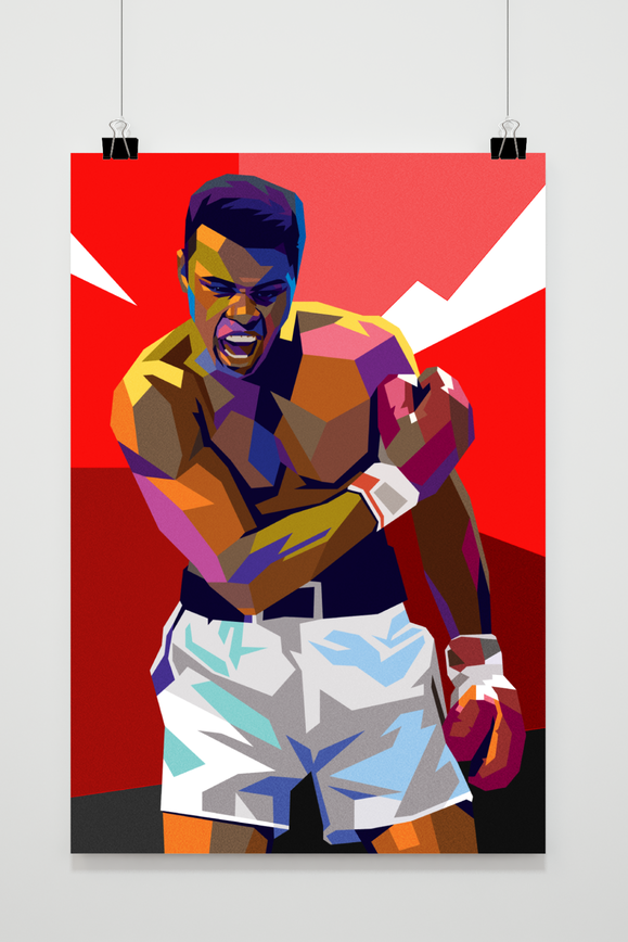 Ali Pop Art | Iconic Boxer | Muurdecoratie Posters | Wanddecoratie Kunst | Vibrant Colors Schilderijen