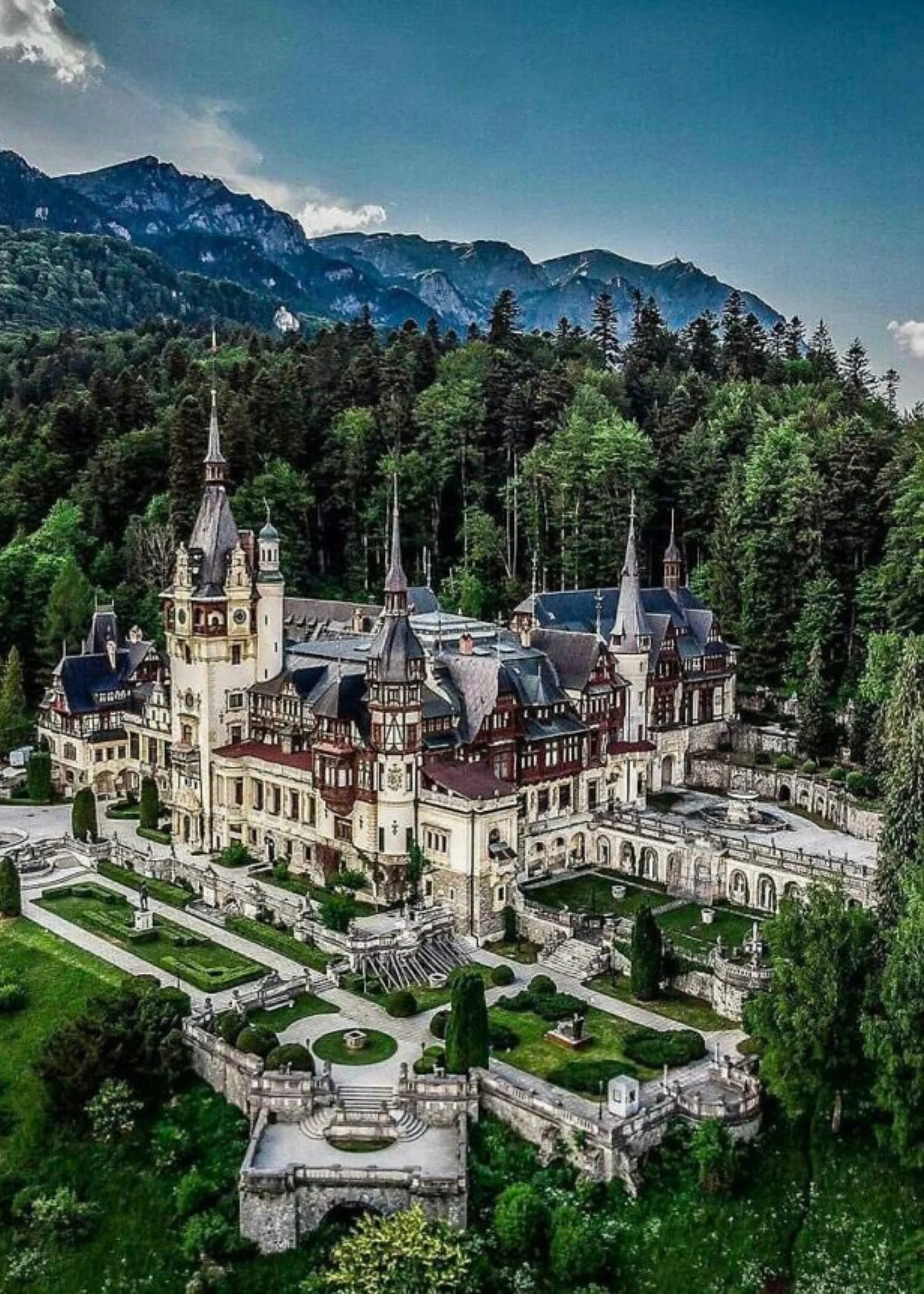 Peles Castle Posters | Muurdecoratie Kasteelkunst | Sinaia Roemenië | 1873 Vintage Stijl | Wanddecoratie