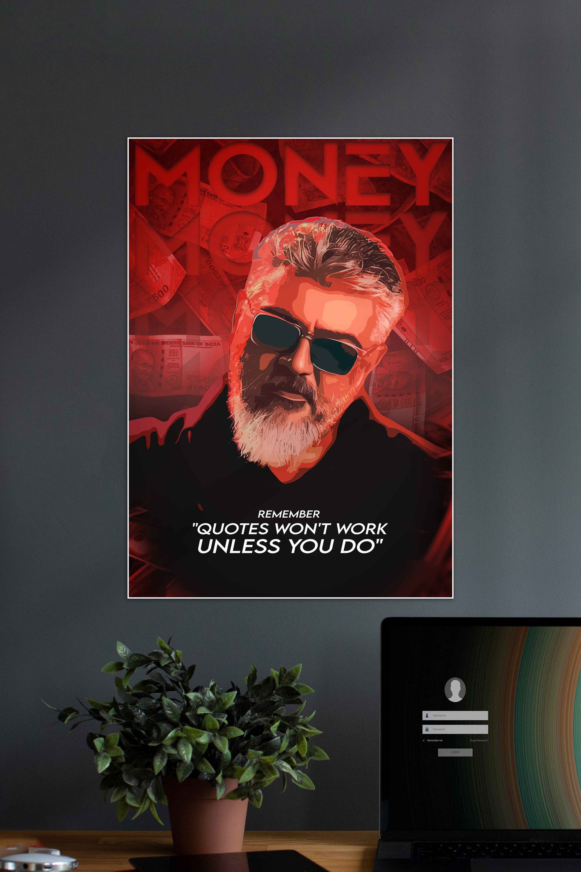 MONEY MONEY Ajith Kumar | Kollywood Muurdecoratie | Wanddecoratie Posters | Film Kunst Print