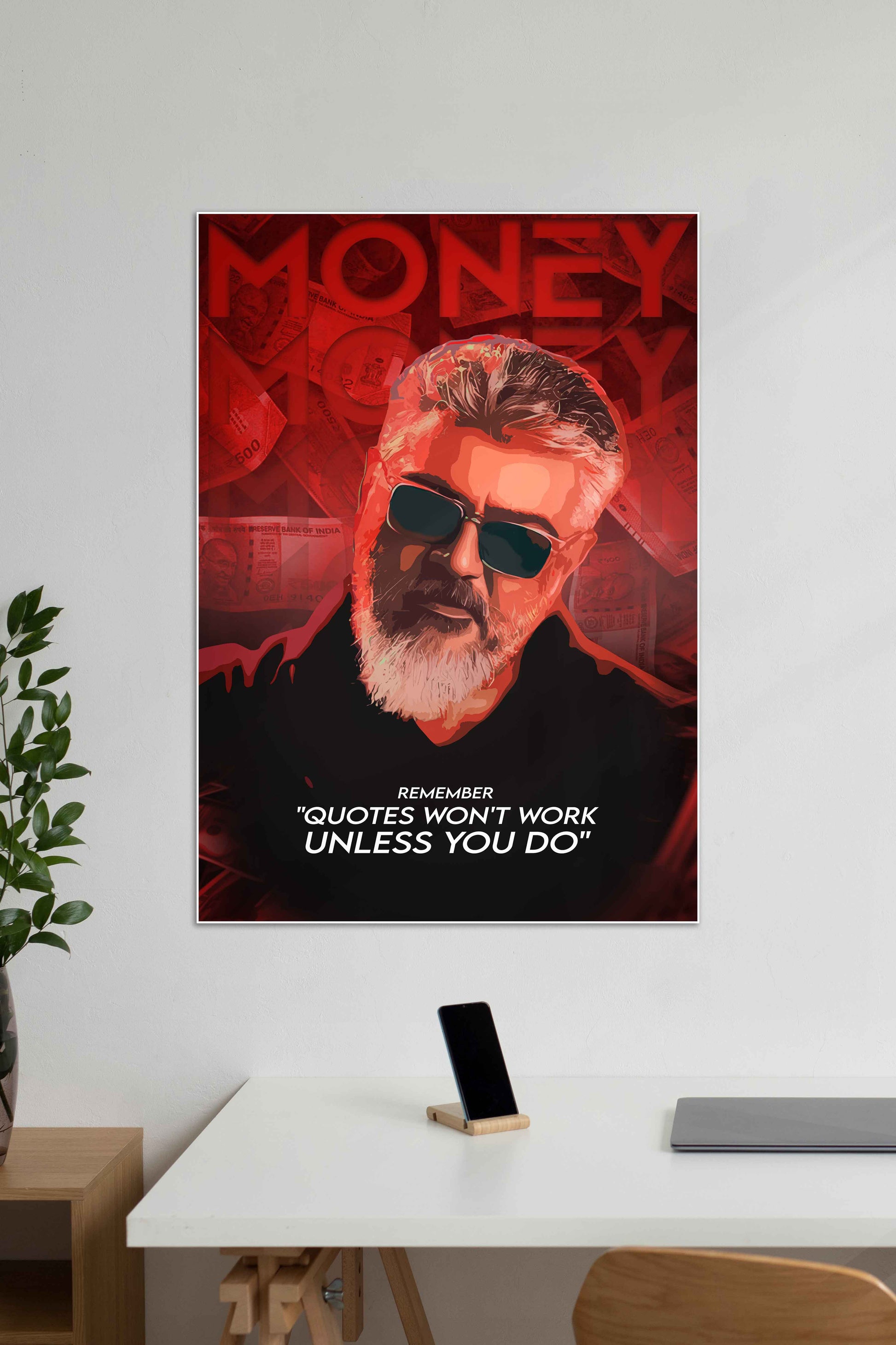 MONEY MONEY Ajith Kumar | Kollywood Muurdecoratie | Wanddecoratie Posters | Film Kunst Print