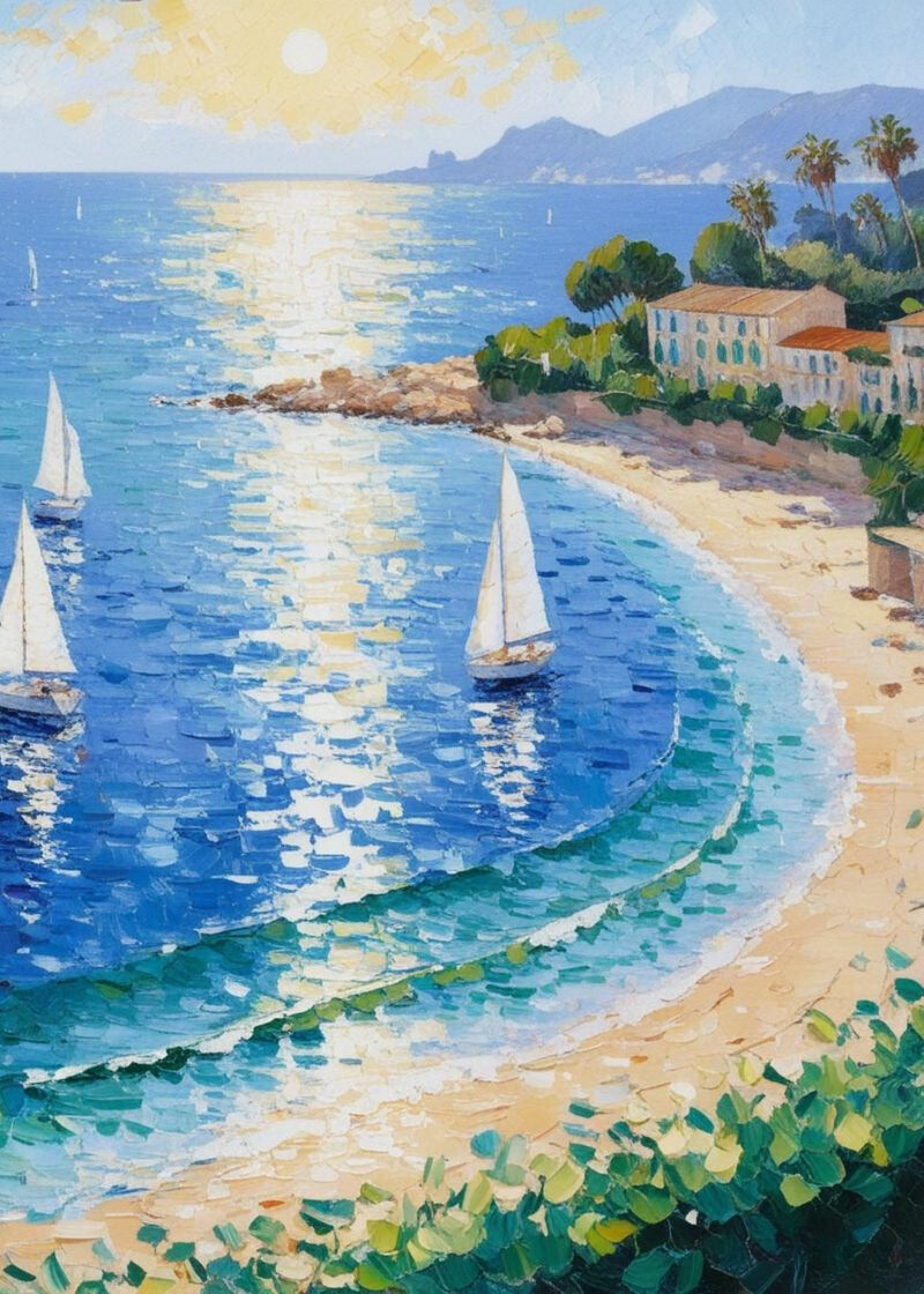 Calming Coastline | Muurdecoratie Oceaan Landschap | Rustgevende Strand Posters | Tranquille Kust Kunst