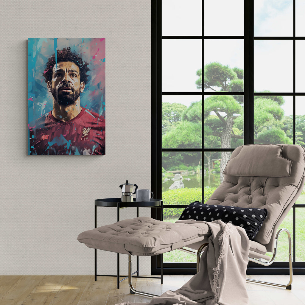 Mo Salah Blue Abstract Artwork | Muurdecoratie | Wanddecoratie | Posters | Schilderijen | Canvas kunst