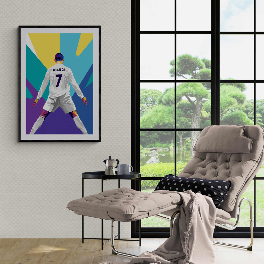 Cristiano Ronaldo Pop Art | Kleurrijke Voetbalicoon Muurdecoratie | Kunst Poster Wanddecoratie
