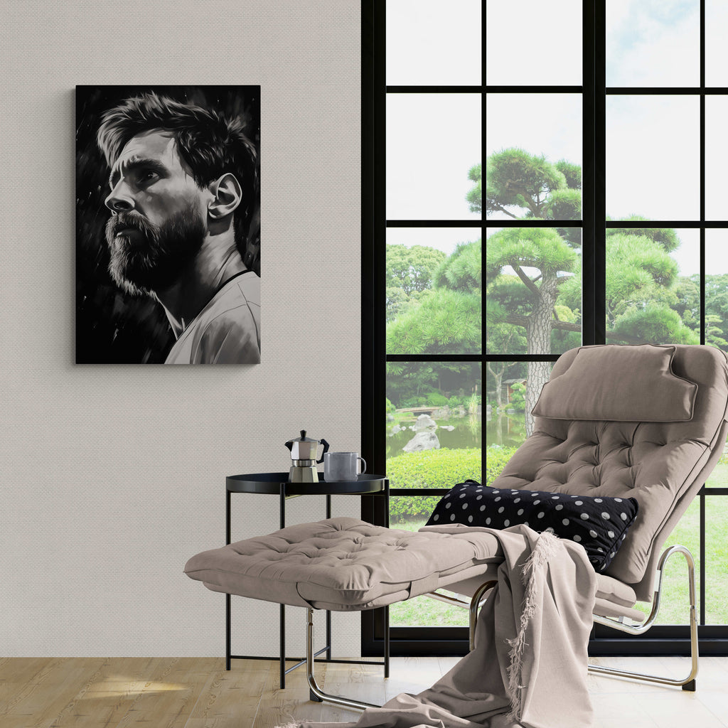 Lionel Messi Poster | Muurdecoratie Voetbalicoon | Zwart-Wit Wanddecoratie | Posters Premium Kwaliteit | Huis Decor