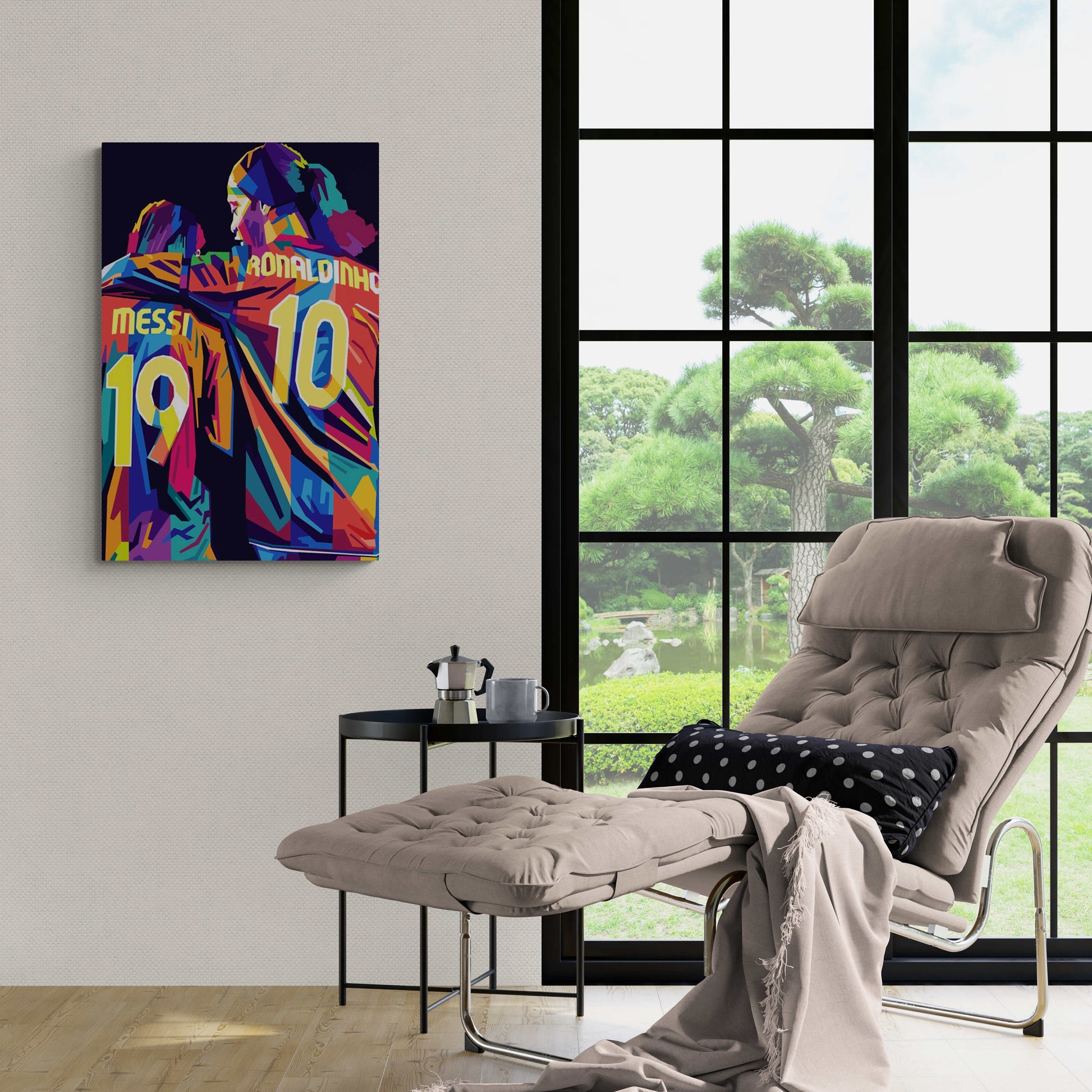 Ronaldinho and Messi Art | Voetbal Legenden Print | Muurdecoratie | Wanddecoratie | Posters
